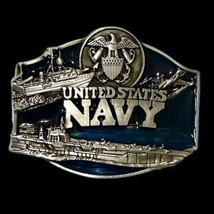Blue Us Navy Belt Buckle. Unisex